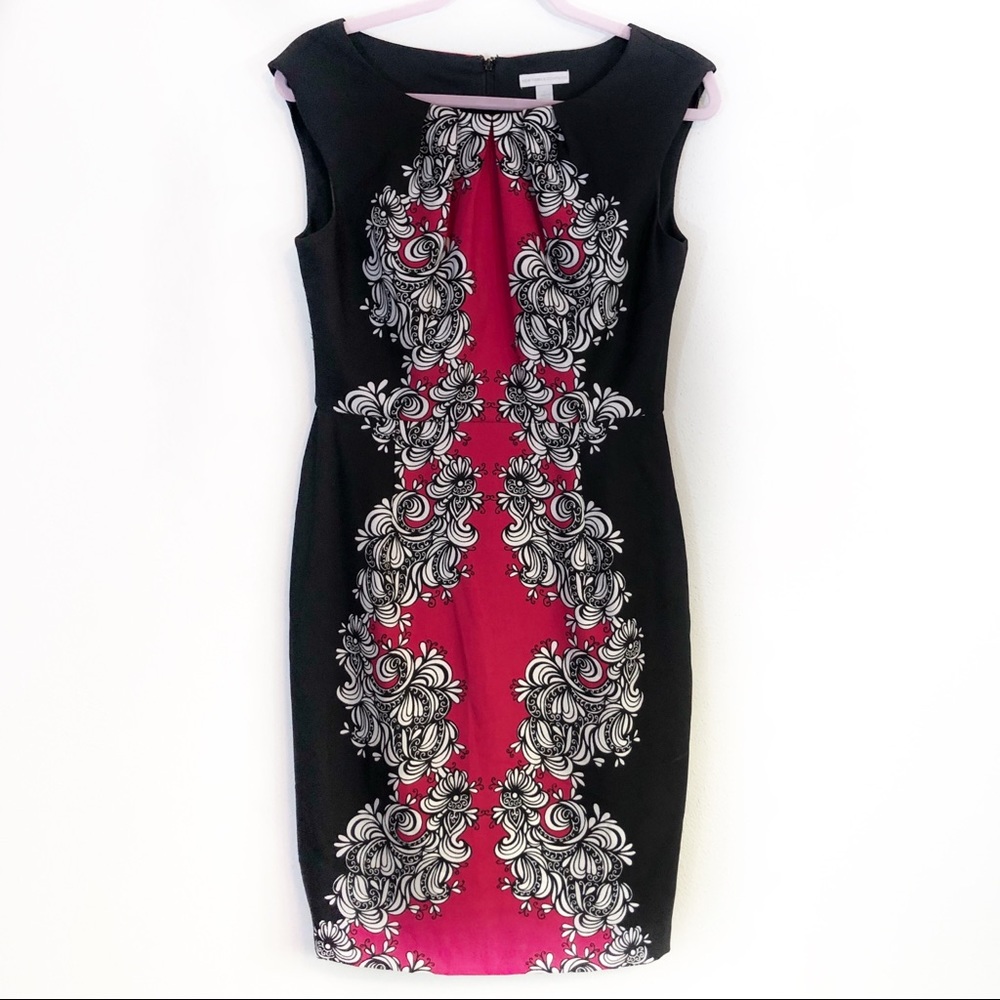 New York & Co black hot pink white sheath dress 6